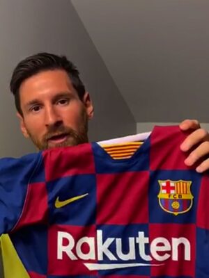 La camiseta de Messi del Barcelona autografiada