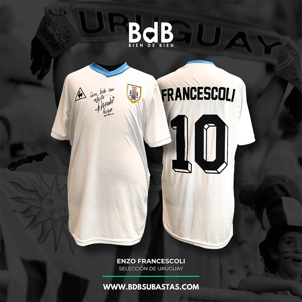 SUBASTA EN DÓLARES: Uruguay 1986 firmada por Enzo Francescoli