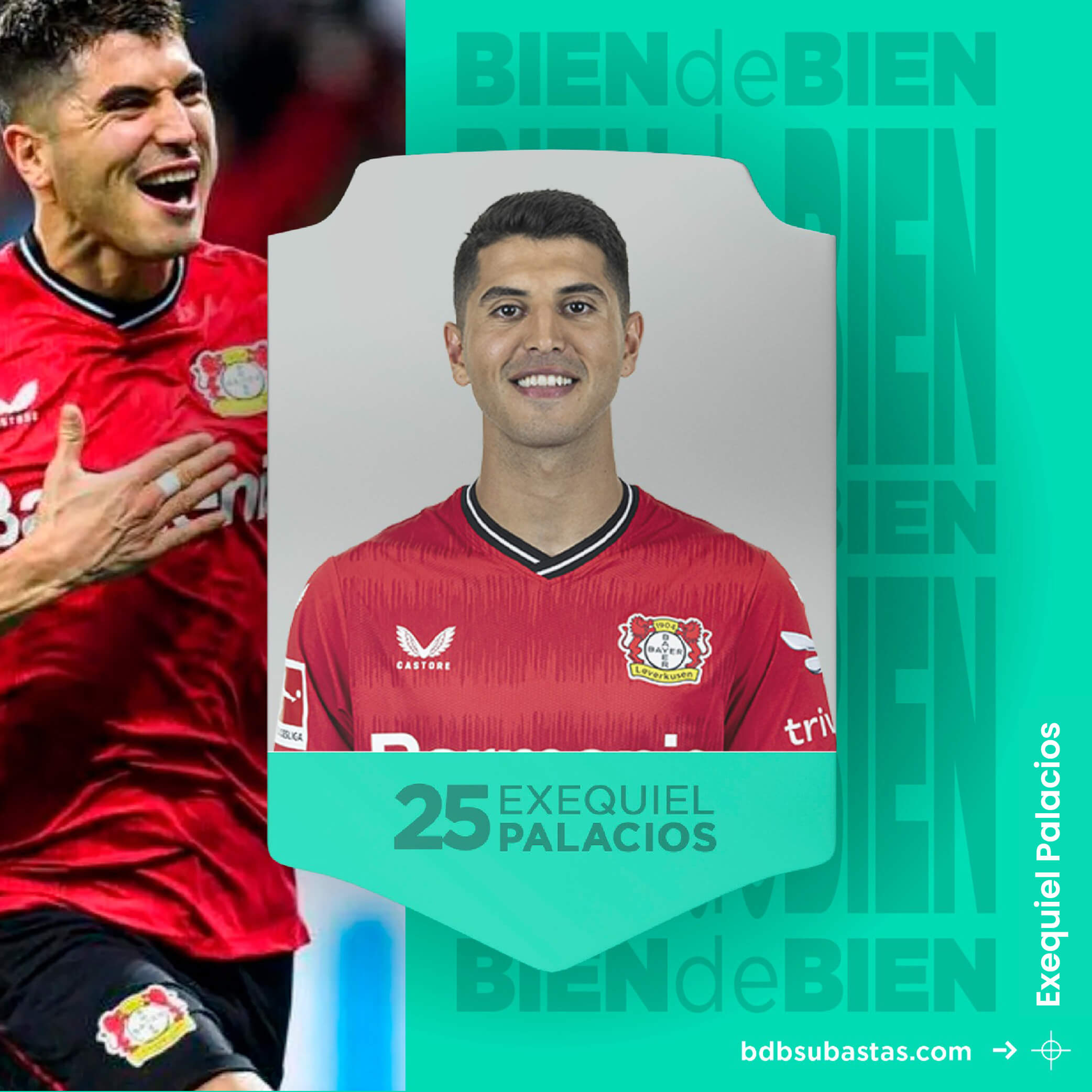 Camiseta de Exequiel Palacios, Bayer Leverkusen, usada en juego