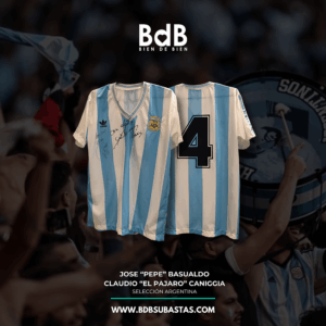 Selección Argentina 1990 firmada por Basualdo y Caniggia